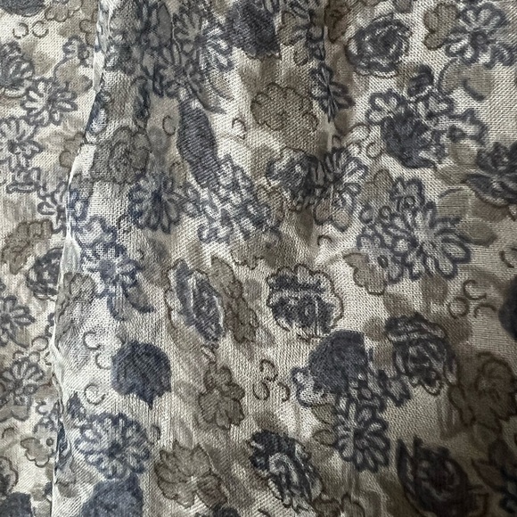 Piazza Roma Layered Peasant Blouse Slate Blie Taupe Flowers 3/4 Sleeve size M - Picture 5 of 8